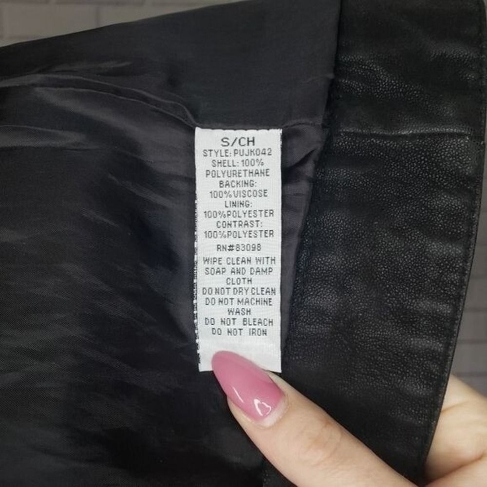 Black Hooded Moto Jacket Womens Full‎ Zip Casual - Size small - Picture 12 of 12